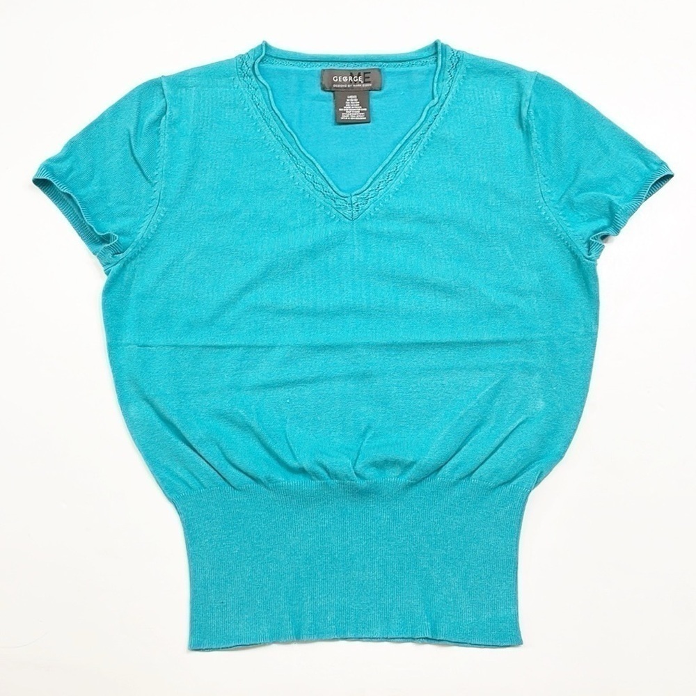 George teal spray knit top